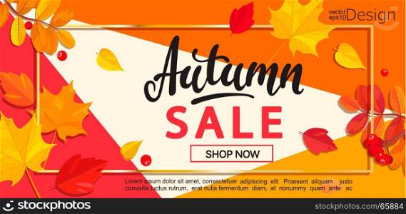 Modern banner for autumn sale.. Modern banner for autumn sale on geometric background. Vector illustration.