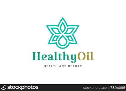 Modern Beauty care logo with leaf oil droplet shape