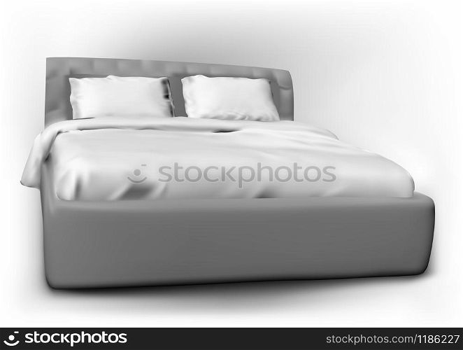 modern bed with pillow and duvet cover