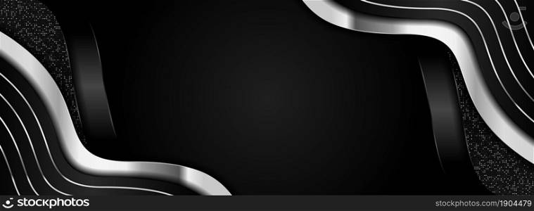 Modern Black and Silver Lines Combination Background Design with Overlap Layer Style. Graphic Design Element.