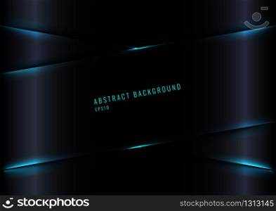 Modern Black Glossy Gradient Color Background with Blue Laser Lighting Effect. Vector Illustration