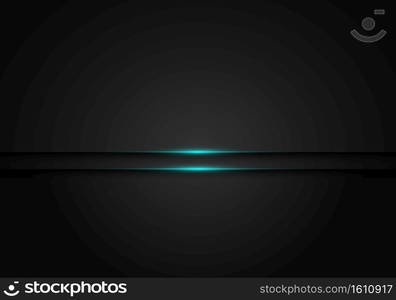 Modern black metallic layer with blue shiny light design template background technology concept space for your text. Vector illustration