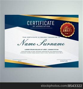 modern blue and golden certificate template