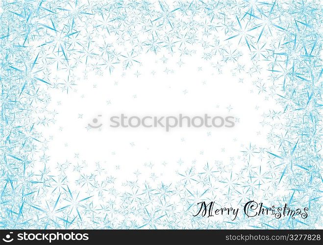 Modern blue and white snowflake star burst christmas frame background