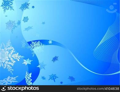 Modern blue christmas background with falling snow flakes