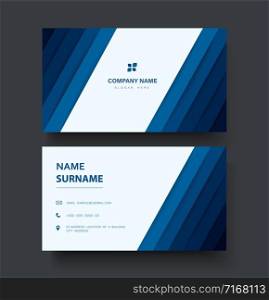 modern blue lines double sided business card template vector eps10