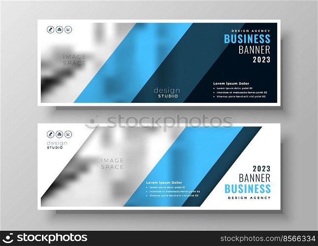 modern blue professional business banners set of two