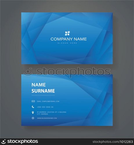 modern blue triangle double sided business card template vector eps10