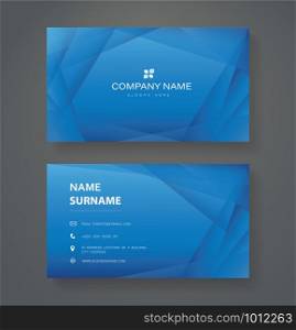 modern blue triangle double sided business card template vector eps10