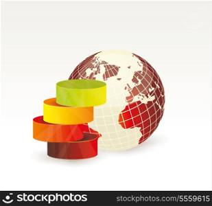 Modern box Design Minimal style infographic templatewith Globe. Can be used for diagram, numbered banners, percent columns.