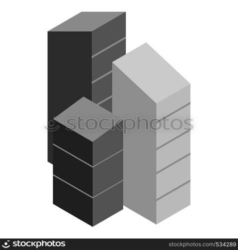Modern buildings icon in isometric 3d style on a white background. Modern buildings icon, isometric 3d style