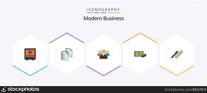 Modern Business 25 FilledLine icon pack including leader. ceo. analytics. business. resume