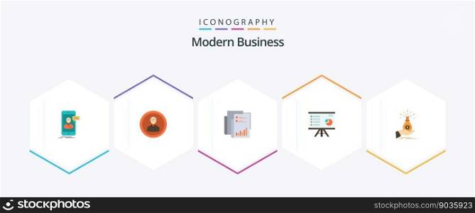 Modern Business 25 Flat icon pack including marketing. business. man. audit. report