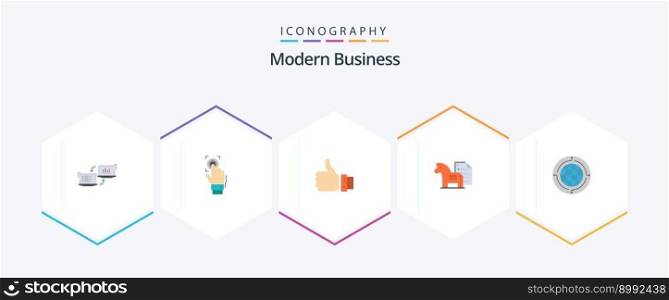 Modern Business 25 Flat icon pack including thumbs. hand. recognition. finger. like