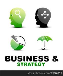 Modern business and strategy vector icon set