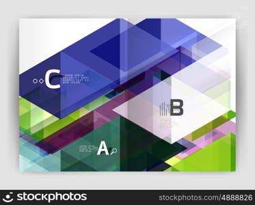 Modern business brochure or leaflet A4 cover template. Abstract background with color triangles, annual report print backdrop. Vector design for workflow layout, diagram, number options or web design