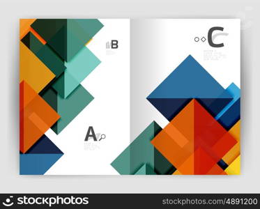 Modern business brochure or leaflet A4 cover template. Abstract background with color triangles, annual report print backdrop. Vector design for workflow layout, diagram, number options or web design