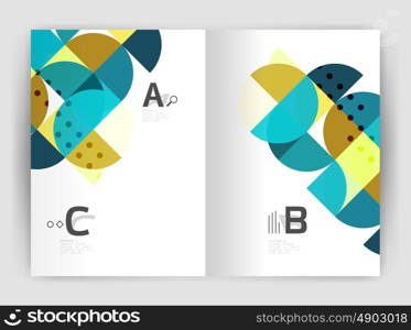 Modern business brochure or leaflet A4 cover template. Abstract background with color triangles, annual report print backdrop. Vector design for workflow layout, diagram, number options or web design