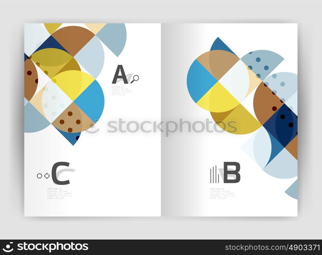 Modern business brochure or leaflet A4 cover template. Abstract background with color triangles, annual report print backdrop. Vector design for workflow layout, diagram, number options or web design