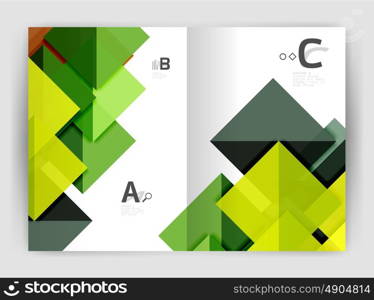 Modern business brochure or leaflet A4 cover template. Abstract background with color triangles, annual report print backdrop. Vector design for workflow layout, diagram, number options or web design