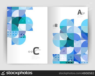 Modern business brochure or leaflet A4 cover template. Modern business brochure or leaflet A4 cover template. Abstract background with color triangles, annual report print backdrop. Vector design for workflow layout, diagram, number options or web design