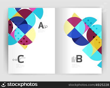 Modern business brochure or leaflet A4 cover template. Modern business brochure or leaflet A4 cover template. Abstract background with color triangles, annual report print backdrop. Vector design for workflow layout, diagram, number options or web design