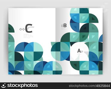 Modern business brochure or leaflet A4 cover template. Modern business brochure or leaflet A4 cover template. Abstract background with color triangles, annual report print backdrop. Vector design for workflow layout, diagram, number options or web design