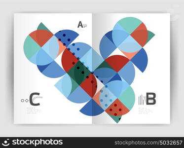 Modern business brochure or leaflet A4 cover template. Modern business brochure or leaflet A4 cover template. Abstract background with color triangles, annual report print backdrop. Vector design for workflow layout, diagram, number options or web design