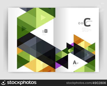 Modern business brochure or leaflet print A4 cover template. Abstract background with color triangles. Vector design for workflow layout, diagram, number options or web design