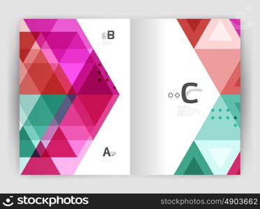 Modern business brochure or leaflet print A4 cover template. Abstract background with color triangles. Vector design for workflow layout, diagram, number options or web design