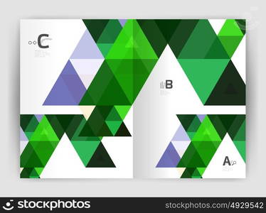 Modern business brochure or leaflet print cover template. Modern business brochure or leaflet print cover template. Abstract background with color triangles. Vector design for workflow layout, diagram, number options or web design