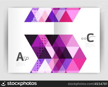 Modern business brochure or leaflet print cover template. Modern business brochure or leaflet print cover template. Abstract background with color triangles. Vector design for workflow layout, diagram, number options or web design