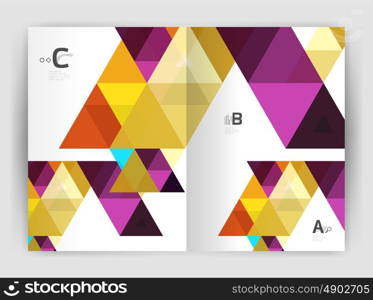 Modern business brochure or leaflet print cover template. Abstract background with color triangles. Vector design for workflow layout, diagram, number options or web design