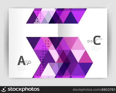 Modern business brochure or leaflet print cover template. Abstract background with color triangles. Vector design for workflow layout, diagram, number options or web design