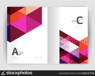 Modern business brochure or leaflet print cover template. Abstract background with color triangles. Vector design for workflow layout, diagram, number options or web design