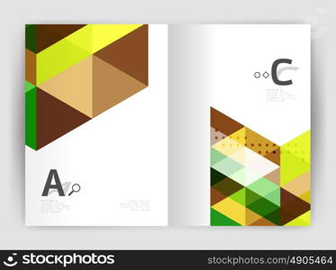 Modern business brochure or leaflet print cover template. Abstract background with color triangles. Vector design for workflow layout, diagram, number options or web design