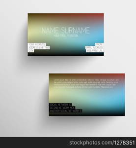 Modern business card template with blurred background and white text