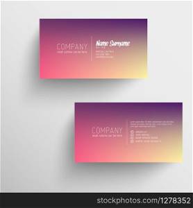 Modern business card template with blurred background and white text