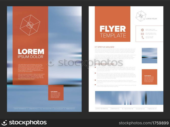 Modern business corporate brochure flyer design vector template with photo and sample content. Front and back side template flyer for print in a4 size. Layout with sample content