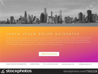 Modern business corporate brochure flyer design vector template with photos and sample content - horizontal orange version