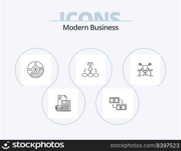 Modern Business Line Icon Pack 5 Icon Design. computer. business. business. table. financial
