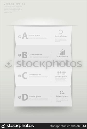 Modern business step folded paper style options banner, Vector illustration template design