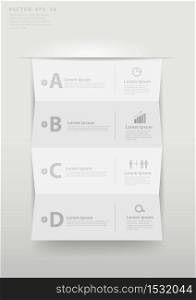 Modern business step folded paper style options banner, Vector illustration template design