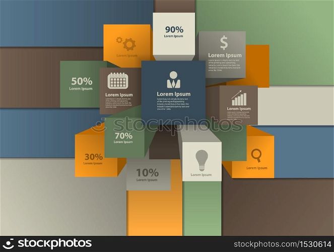 Modern business steps to success charts and graphs options banner. Vector illustration modern design template