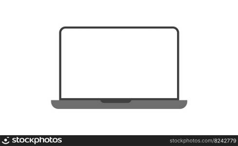 Modern business template with laptop, computer on white background. Vector mockup isolated. Home office workplace. Freelance. White screen, for web design. Black and gray color. Modern business template with laptop, computer on white background. Vector mockup isolated. Home office workplace. Freelance. White screen, for web design. Black and gray color. 