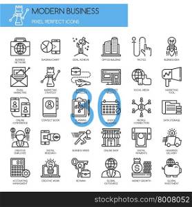 Modern business , thin line icons set