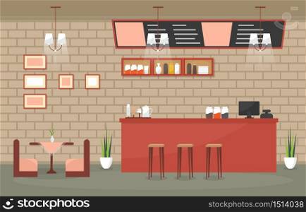 Modern Cafe Coffee Shop Interior Furniture Restaurant Flat Design Illustration