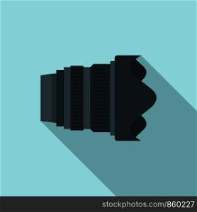 Modern camera lens icon. Flat illustration of modern camera lens vector icon for web design. Modern camera lens icon, flat style