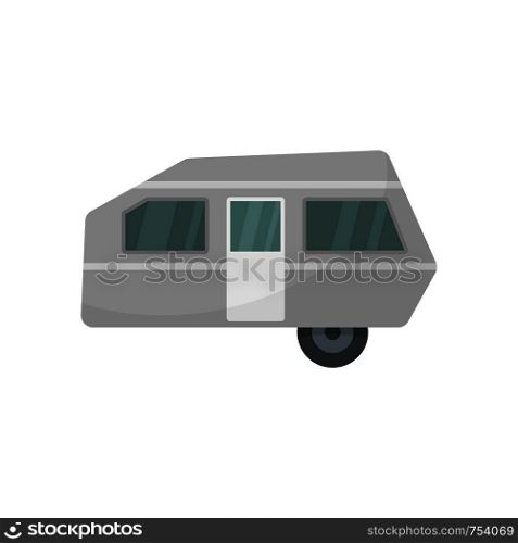Modern camp trailer icon. Flat illustration of modern camp trailer vector icon for web isolated on white. Modern camp trailer icon, flat style