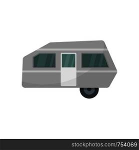 Modern camp trailer icon. Flat illustration of modern camp trailer vector icon for web isolated on white. Modern camp trailer icon, flat style